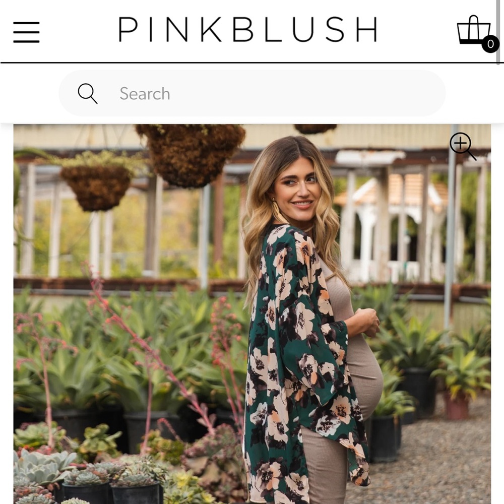 Pinkblush Green Floral Kimono-Maternity